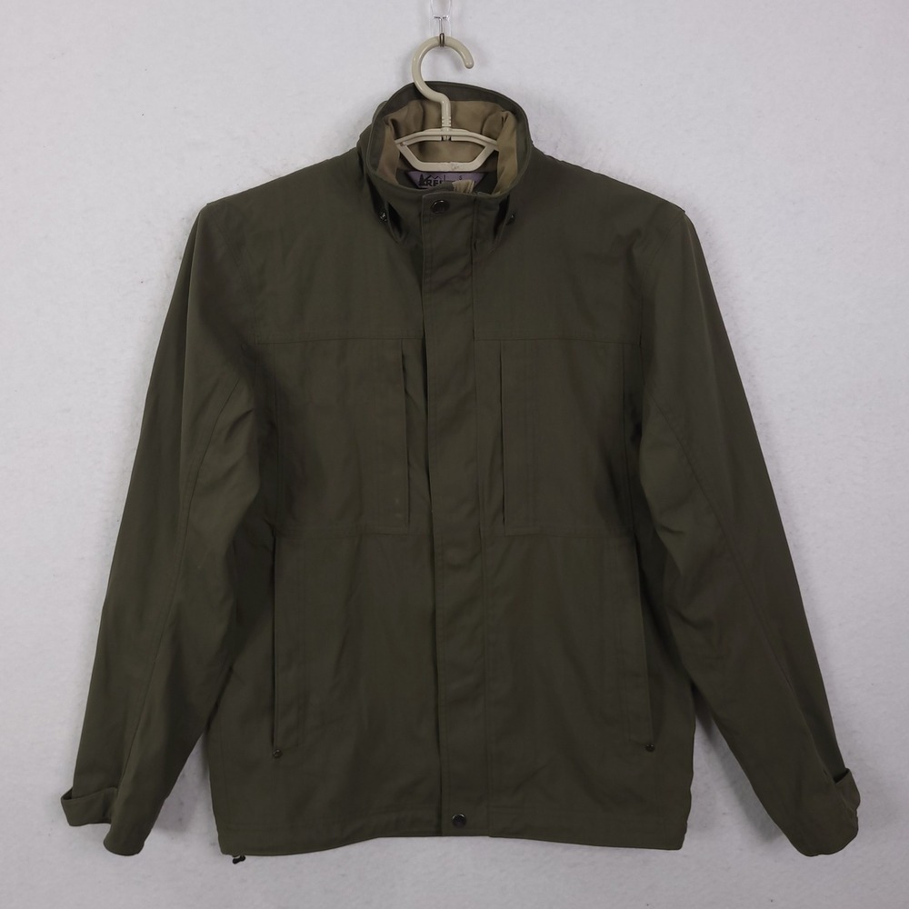 REI Full Zip Jacket Mens Small Olive Green Utility Outdoor Hiking RN37249